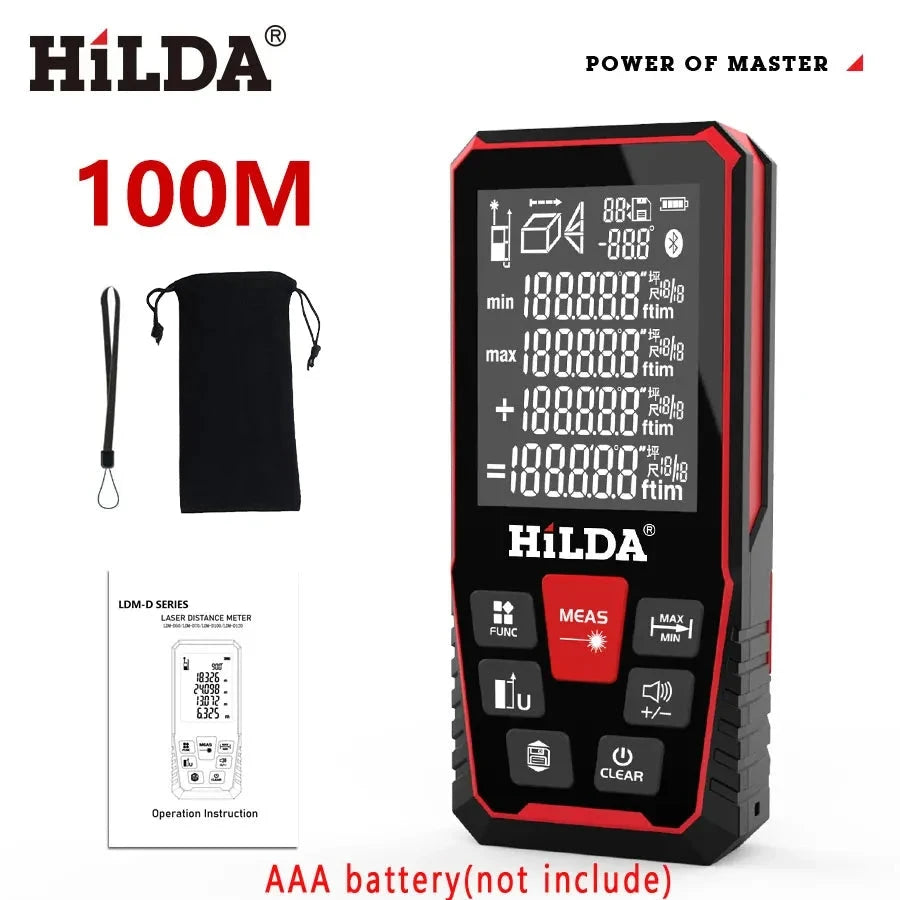 HILDA Laser Distance 50M/100M/120M Rangefinder Profesional Meter Laser Range Finder Ruler Test Tool HILDA Store