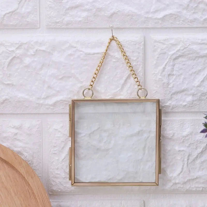 DIY Hanging Glass Metal Photo Picture Frame Flower Plant Specimen Display Decor L-IN Store