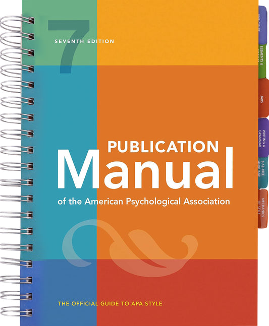 Publication Manual of The American Psychological Association: 7th Edition, 2020 Copyright - Spiral - US Books Kart