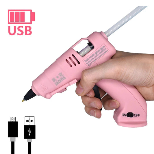 Cordless Hot Melt Glue Gun Child Hand Crafts Home DIY Repair Use 7mm Glue Stick Wireless Glue Gun 3.6V 2000mAh 60 min use time LM Tools Store