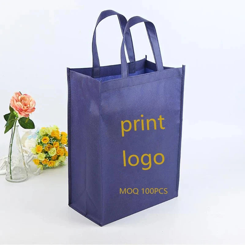 100pcs Custom Logo tote bags Shopping bags High quality Suture 80gms nonwoven bags Clothes and shoes jewelry bags DFKC Store