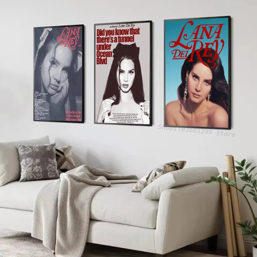 1pc Black And Pink Lana Del Rey Poster Self-adhesive Art Waterproof Paper Sticker Coffee House Bar Room Wall Decor Shop1104339945 Store