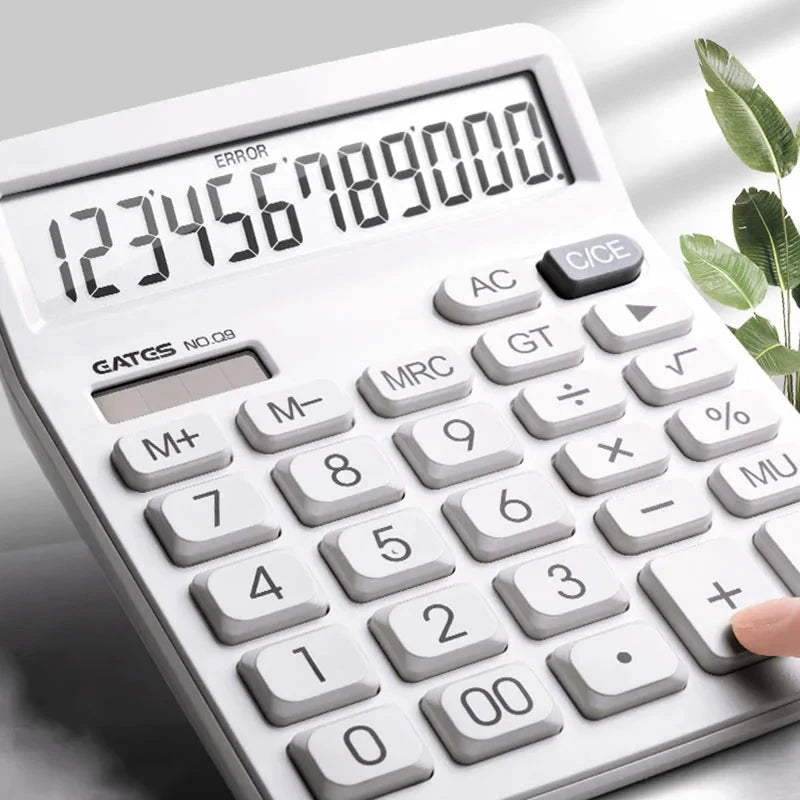 Simple Business Calculator 12-digit Display Large Screen Dual Power Supply Calculator Student Accounting Desktop Calculator Luling Digital Store