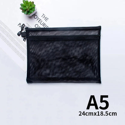 A4 A5 A6 Portable Double-layer Mesh Zipper File Bag Transparent  Student Test Paper Data Storage Bag Office Files Stationery Colourful Art Store