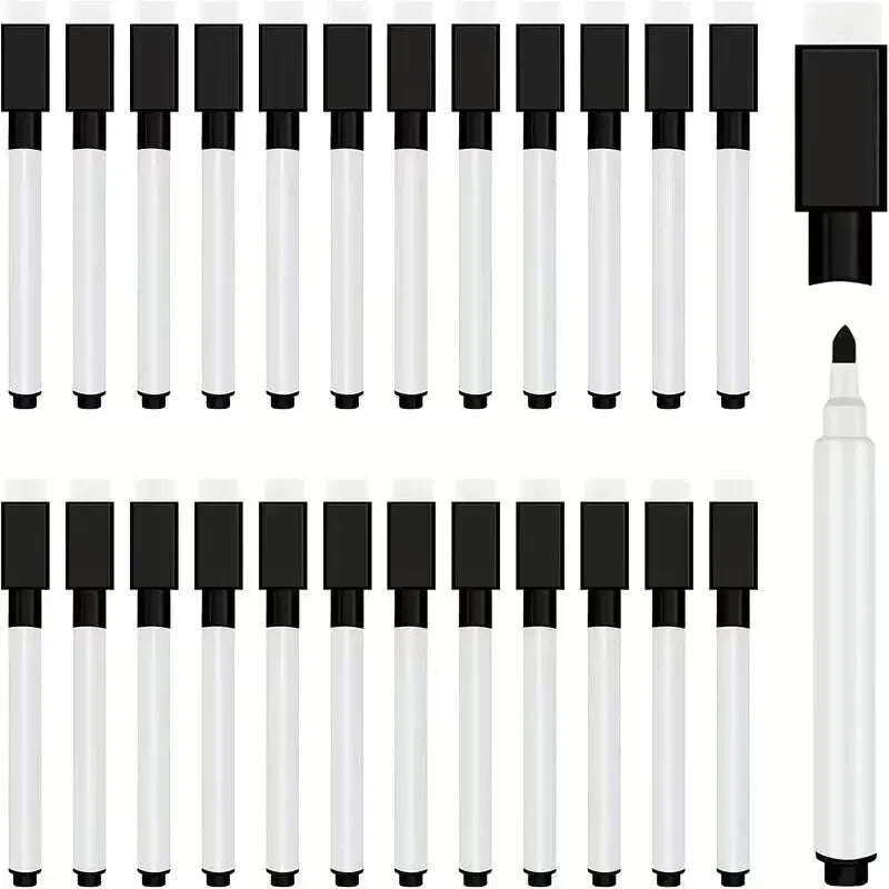 25Pcs Black Dry Erase Markers with Eraser Cap White Board Mini Dry erase Markers for Office School Supplies ANSTROUT Store