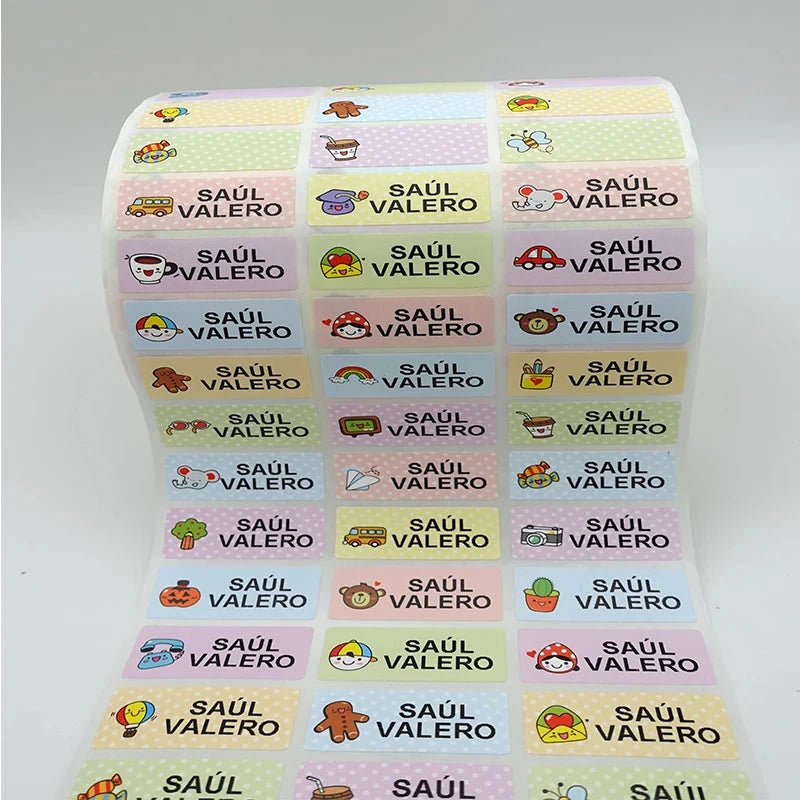 120pcs Name Tag Custom Waterproof Kawaii Stickers Decals Personalized Name Label for Children School Stationery Bottle Sticker Personalize Sticker And Stamp Store