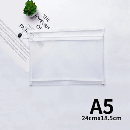 A4 A5 A6 Portable Double-layer Mesh Zipper File Bag Transparent  Student Test Paper Data Storage Bag Office Files Stationery Colourful Art Store