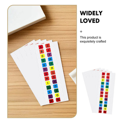 10 Sheets Alphabet Index Label Stickers Colorful Waterproof Small Strips Paging Mark Index Notes Notepad Page Markers Office DIY Store