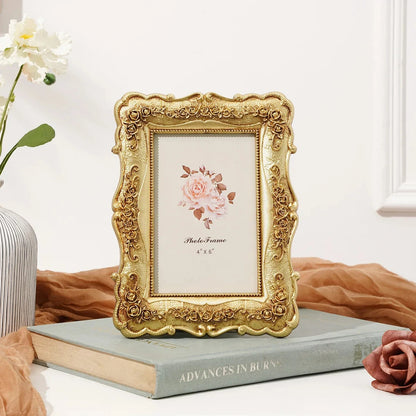 1PC, European-style rectangular golden rose relief decorative photo frame Shop1103855948 Store