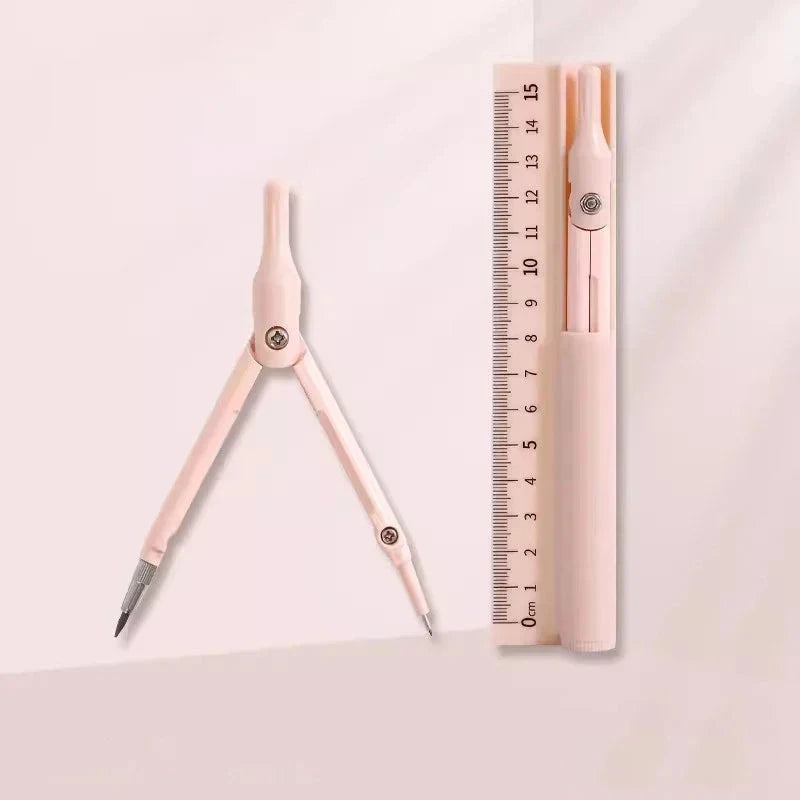 3 in 1 Compass Ruler with Pencil Multifunctional Drawing Compass Math Geometry Tools Korean Stationery Kawaii Drafting Supplies Sun4rising Stationery Store