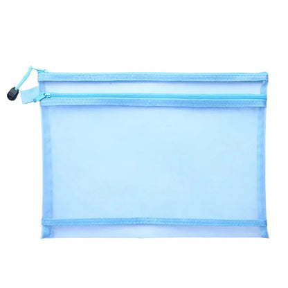A4 A5 A6 Portable Double-layer Mesh Zipper File Bag Transparent  Student Test Paper Data Storage Bag Office Files Stationery Colourful Art Store