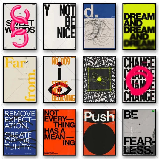 Modern Quotes Posters Retro Inspirational Words Canvas Print Calligraphy Wall Art Canvas Painting for Living Room Home Decor Timeless Art Store