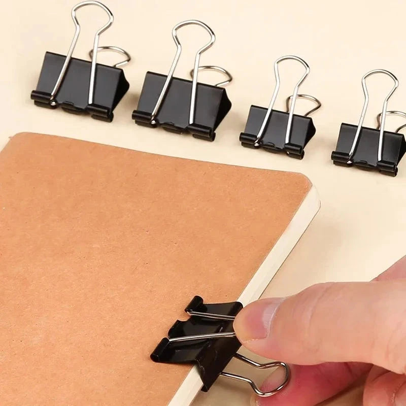 10pcs/set Black Binder Clips Foldback Metal Paper Clips Notes Letter Paper Document Grip Clamps Office School Binding Supplies Sun4rising Stationery Store