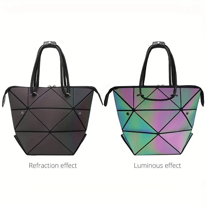 Women Shoudler Bags Luminous Geometric Fold Handbag Tote Bag Luxury Brand Ladies Handbag Diamond Lattice Shoudler Bags for Women Shop1105169510 Store