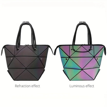 Women Shoudler Bags Luminous Geometric Fold Handbag Tote Bag Luxury Brand Ladies Handbag Diamond Lattice Shoudler Bags for Women Shop1105169510 Store