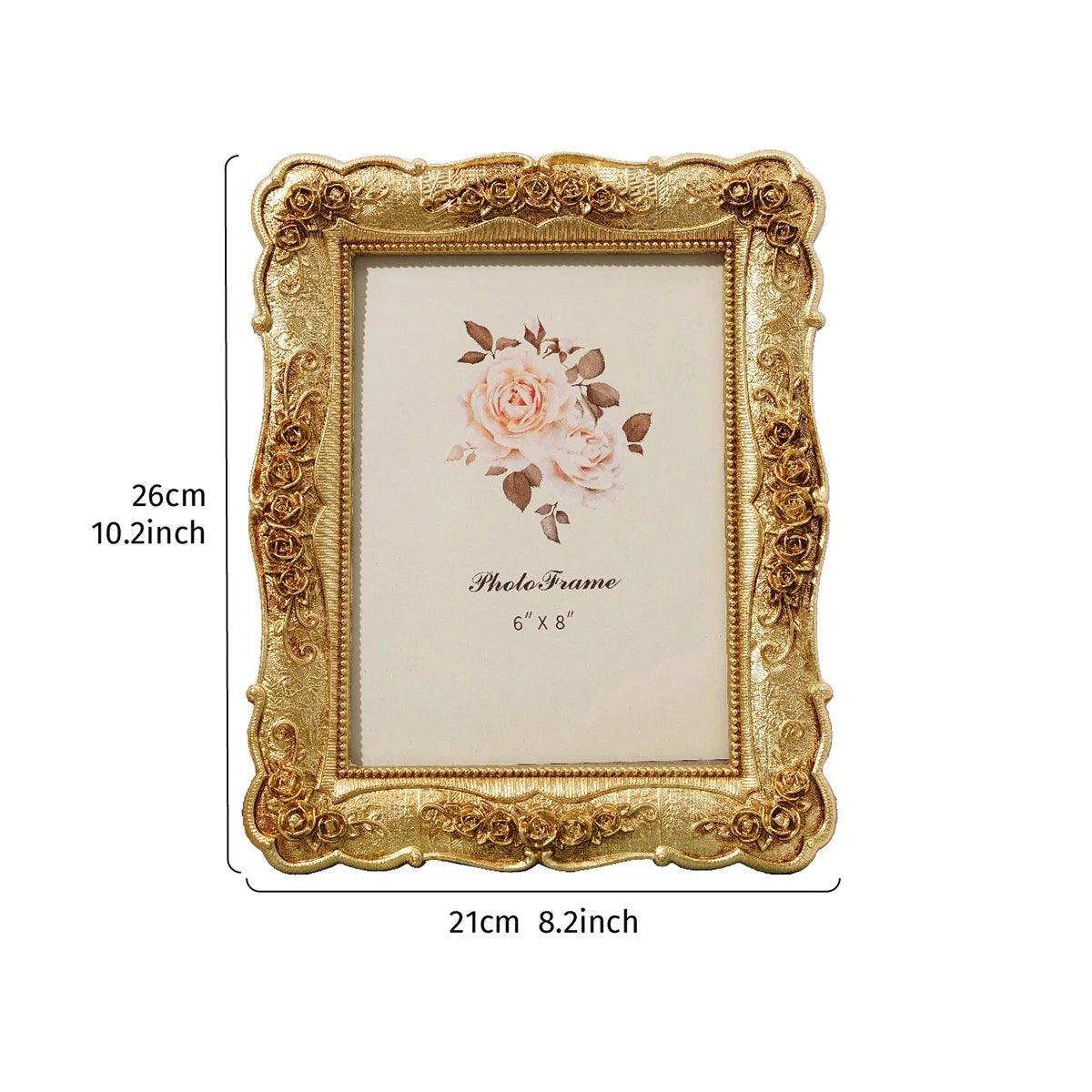 1PC, European-style rectangular golden rose relief decorative photo frame Shop1103855948 Store