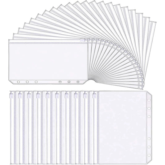 Binder Pockets A5 A6 A7 6 Holes Zipper Binder Pouch Folders 6-Ring Notebook Loose Leaf Bags Waterproof PVC Document Filing Bags SuSu Education Factory Store