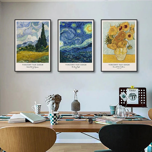 Vincent Van Gogh Writings Prints and Posters Great Work The Starry Night Canvas Painting Decorations for Living Room Wall Art ELEVEN FEEL Store