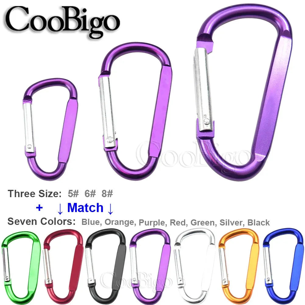 Aluminum Carabiner Key Holder Snap Hook Clip Keychain Keyring Keyfob D Ring Buckle Bottle Hanger Men Outdoor Sport Accessory 2pc CooBigo-Jewelry Store