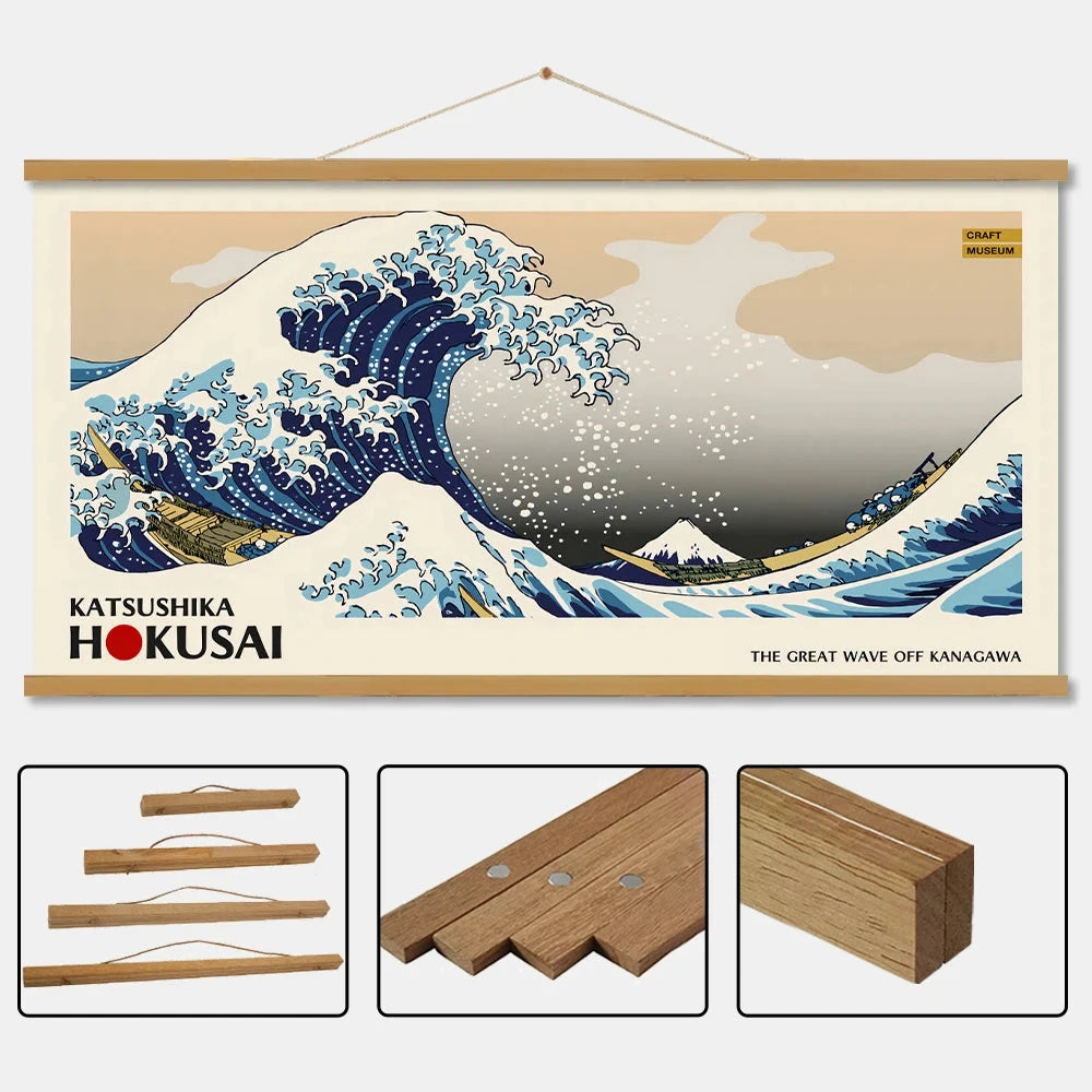 Chi DIY Magnetic Frame Teak Pine Poster Picture  Wooden Photo Frame Painting Canvas Poster Frame Art Hanger Perfect Gift yiqing YQ Kanvas Official Store