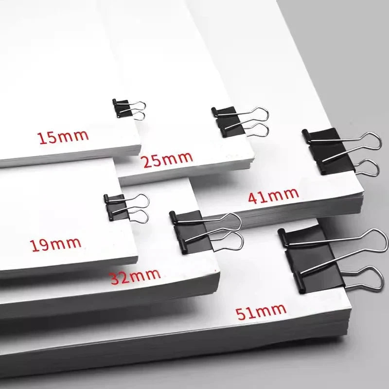 10pcs/set Black Binder Clips Foldback Metal Paper Clips Notes Letter Paper Document Grip Clamps Office School Binding Supplies Sun4rising Stationery Store