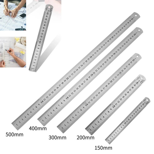 Stainless Steel Metal Straight Ruler Precision Double Sided Precision Measuring Tool Scale Metric Ruler Accessories 15-40cm 3GL02 3C Store