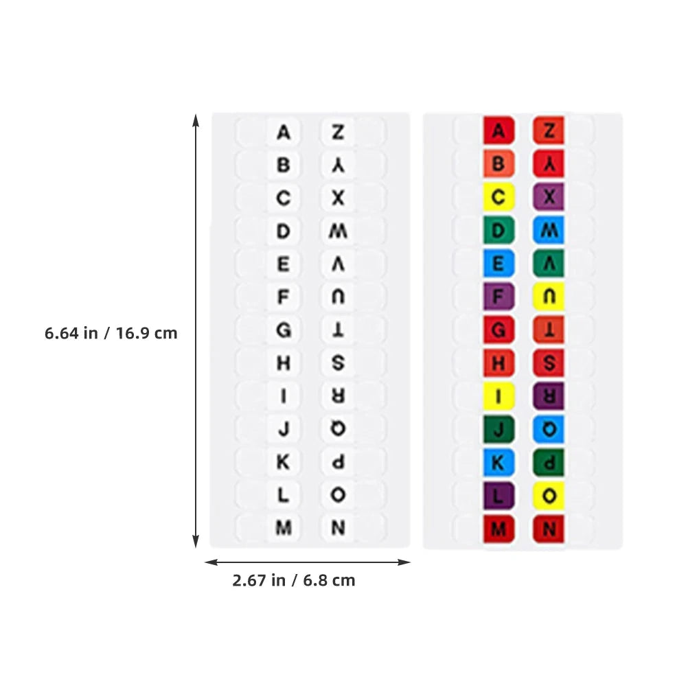 10 Sheets Alphabet Index Label Stickers Colorful Waterproof Small Strips Paging Mark Index Notes Notepad Page Markers Office DIY Store
