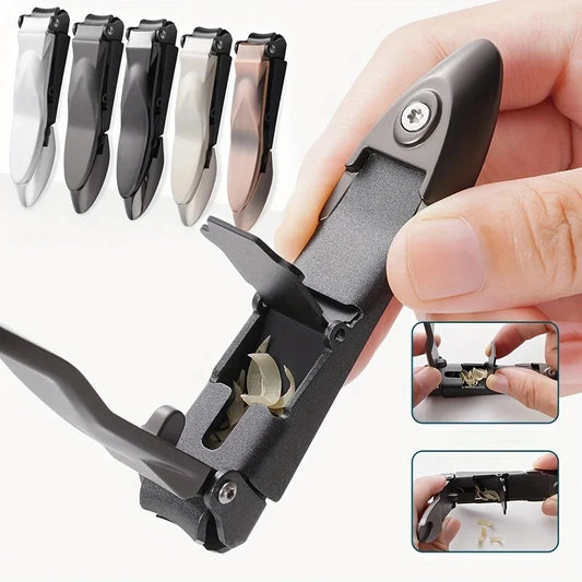 1-piece Nail Clippers for Men with Catcher -Sharp Heavy Duty Self-Collecting Nail Cutters with Ergonomic Lever Keep Fingernails Double Fish Choice Store