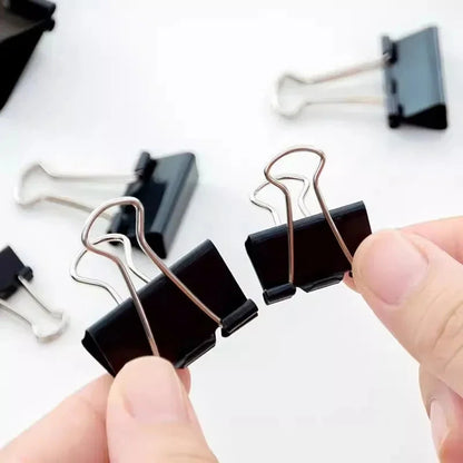 10pcs/set Black Binder Clips Foldback Metal Paper Clips Notes Letter Paper Document Grip Clamps Office School Binding Supplies Sun4rising Stationery Store