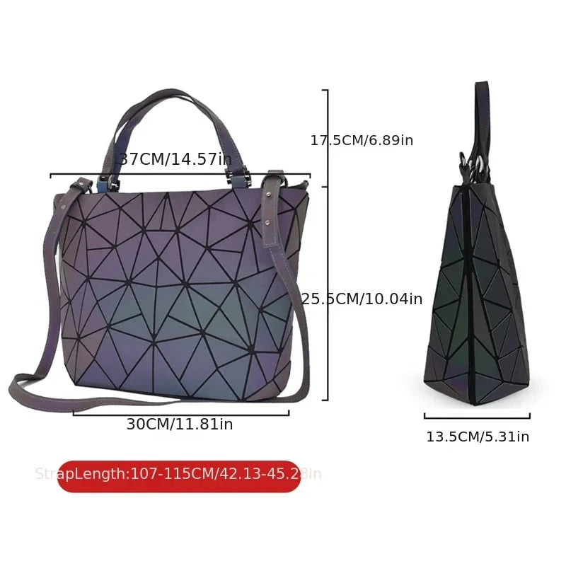 Fashion Ladies Large Capacity Shoulder Bags Geometric Diamond Tote Handbag Luminous Bucket Bag Women Folding Crossbody Bag Shop1105169510 Store