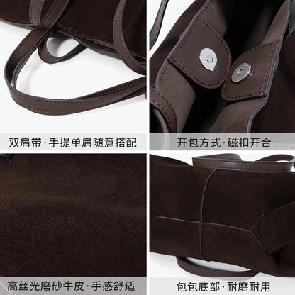 Leather women's bag with high-end design, tote bag for commuting, large capacity handheld women's shoulder bag Bag Store Store