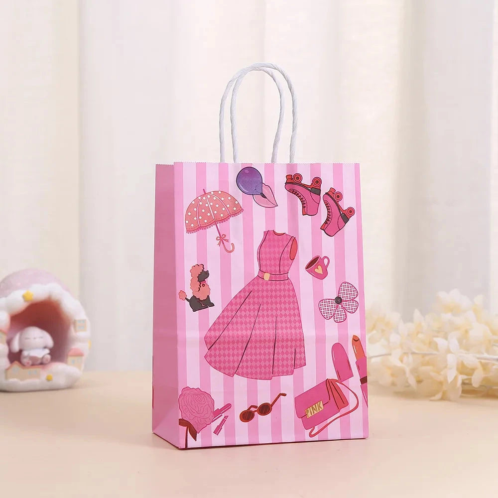 StoBag, Pink Doll Gift Wrapping Kraft Paper Tote Bag, for Birthday, Packing Candy Snack, Decoration Supplies,Reusable,12/30pcs StoBag Gift Wrap Bag Wholesale Store