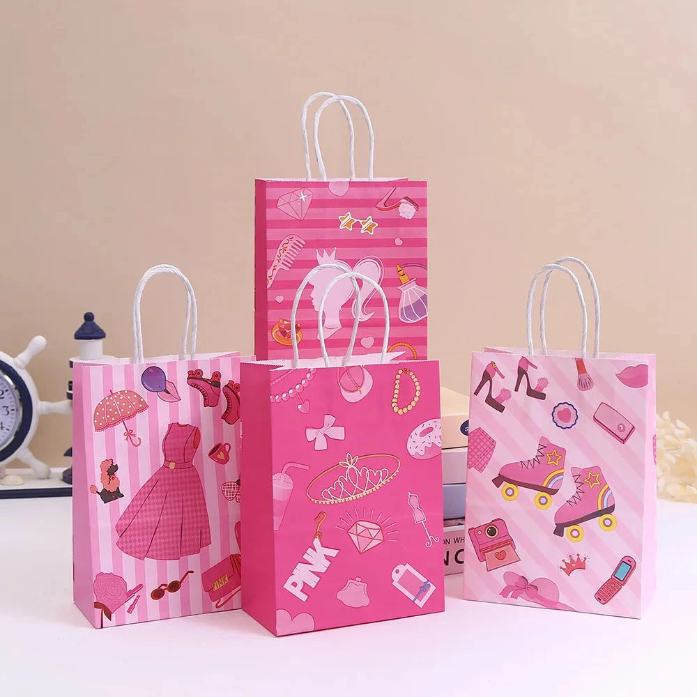 StoBag, Pink Doll Gift Wrapping Kraft Paper Tote Bag, for Birthday, Packing Candy Snack, Decoration Supplies,Reusable,12/30pcs StoBag Gift Wrap Bag Wholesale Store